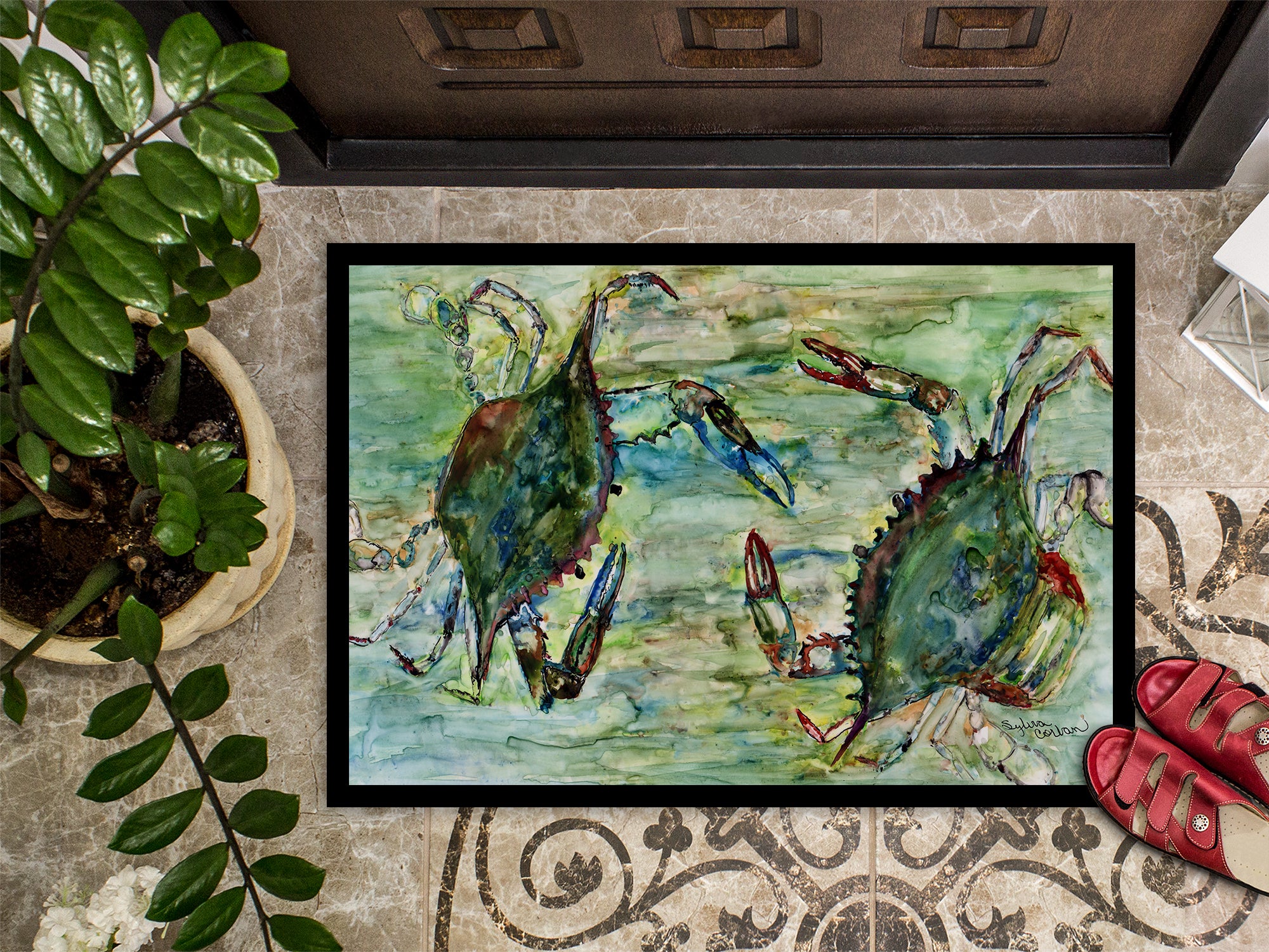 Blue Crab Standoff Indoor or Outdoor Mat 18x27 - the-store.com