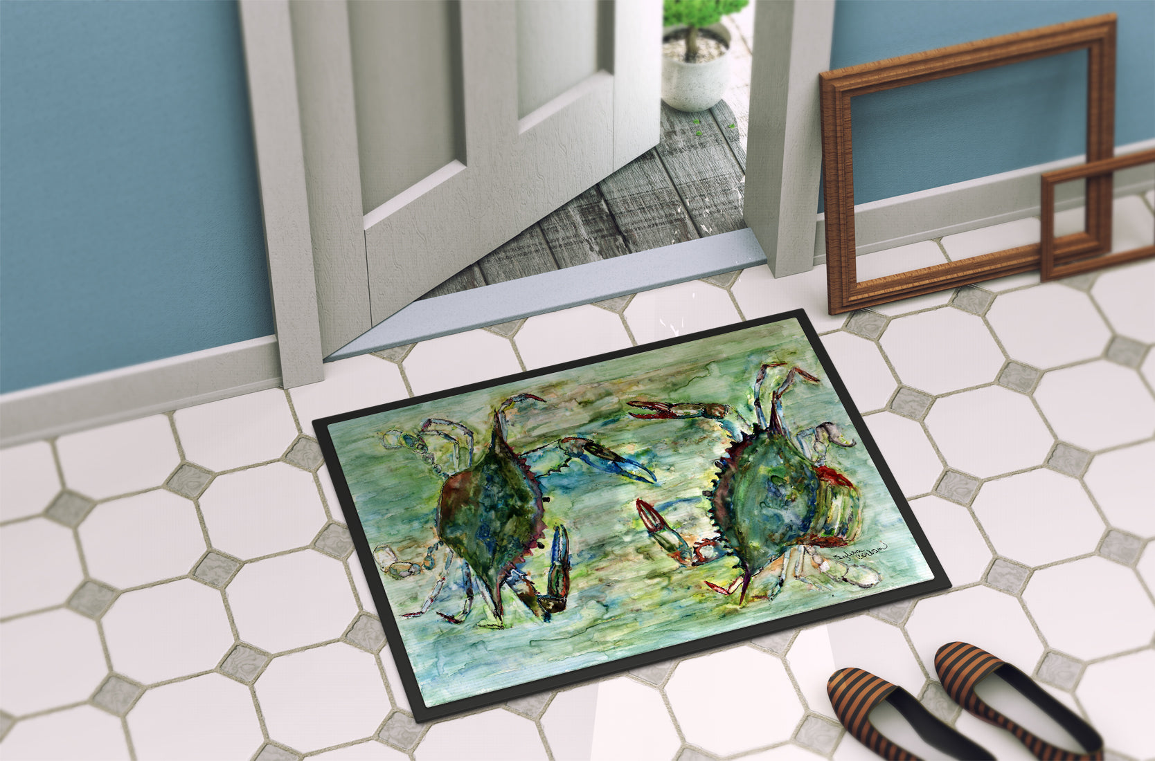 Blue Crab Standoff Indoor or Outdoor Mat 18x27 - the-store.com