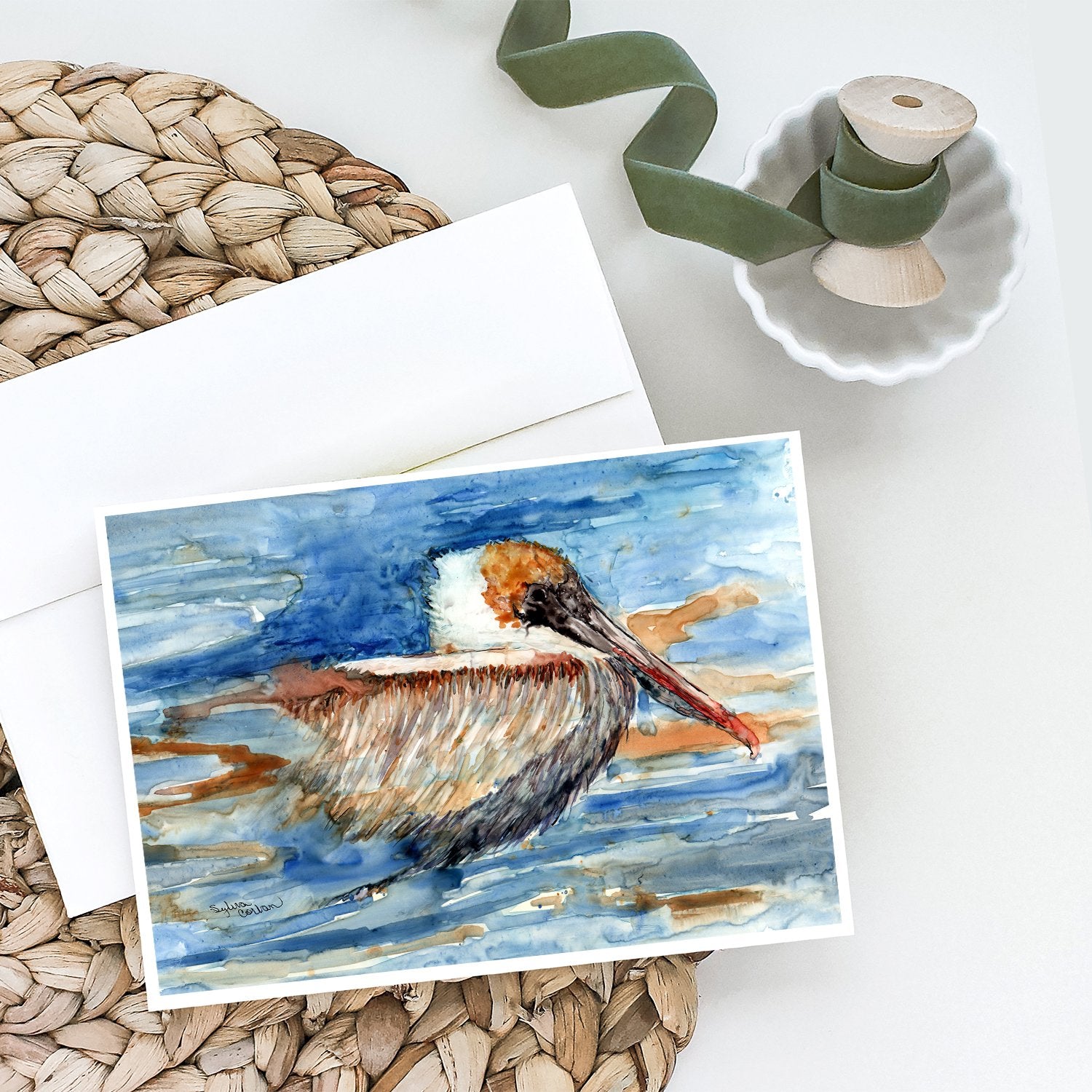 Pelican in the water Greeting Cards and Envelopes Pack of 8 - the-store.com