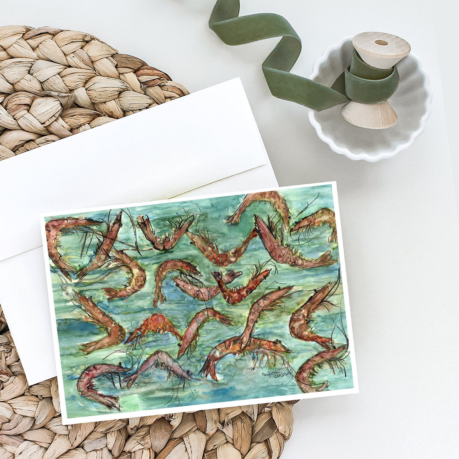 Buy this Catch of Shrimp Greeting Cards and Envelopes Pack of 8