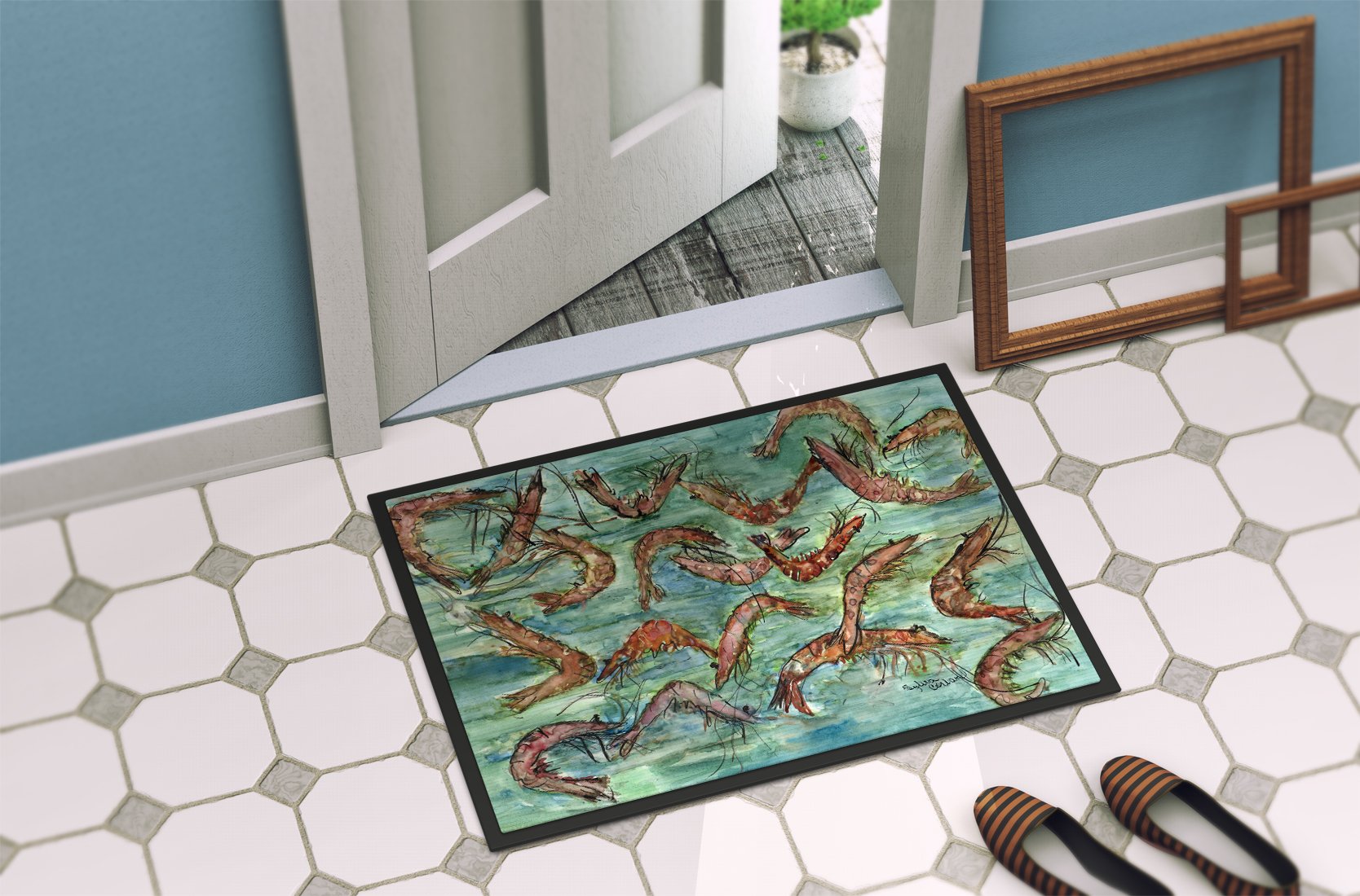 Catch of Shrimp Indoor or Outdoor Mat 24x36 8943JMAT by Caroline's Treasures