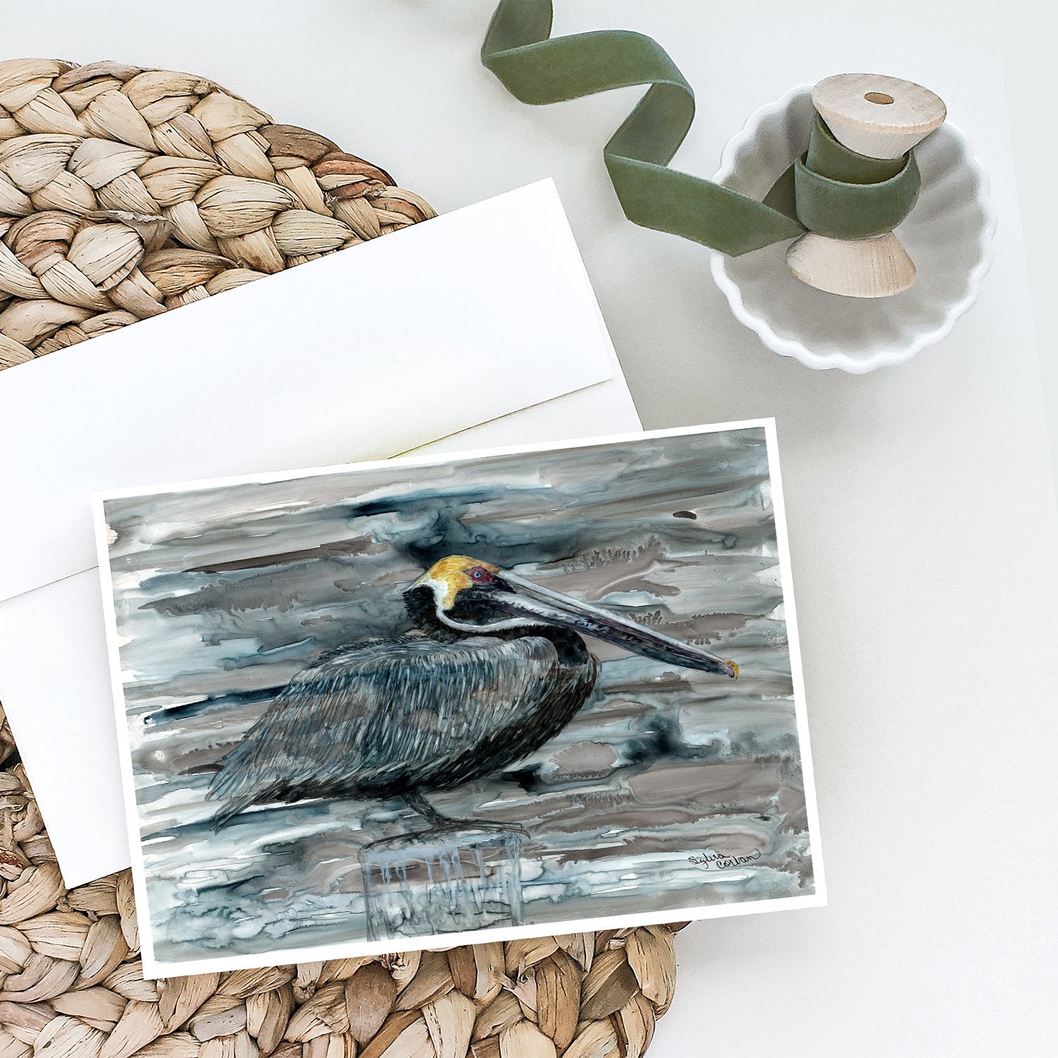 Buy this Pelican in Grey Greeting Cards and Envelopes Pack of 8