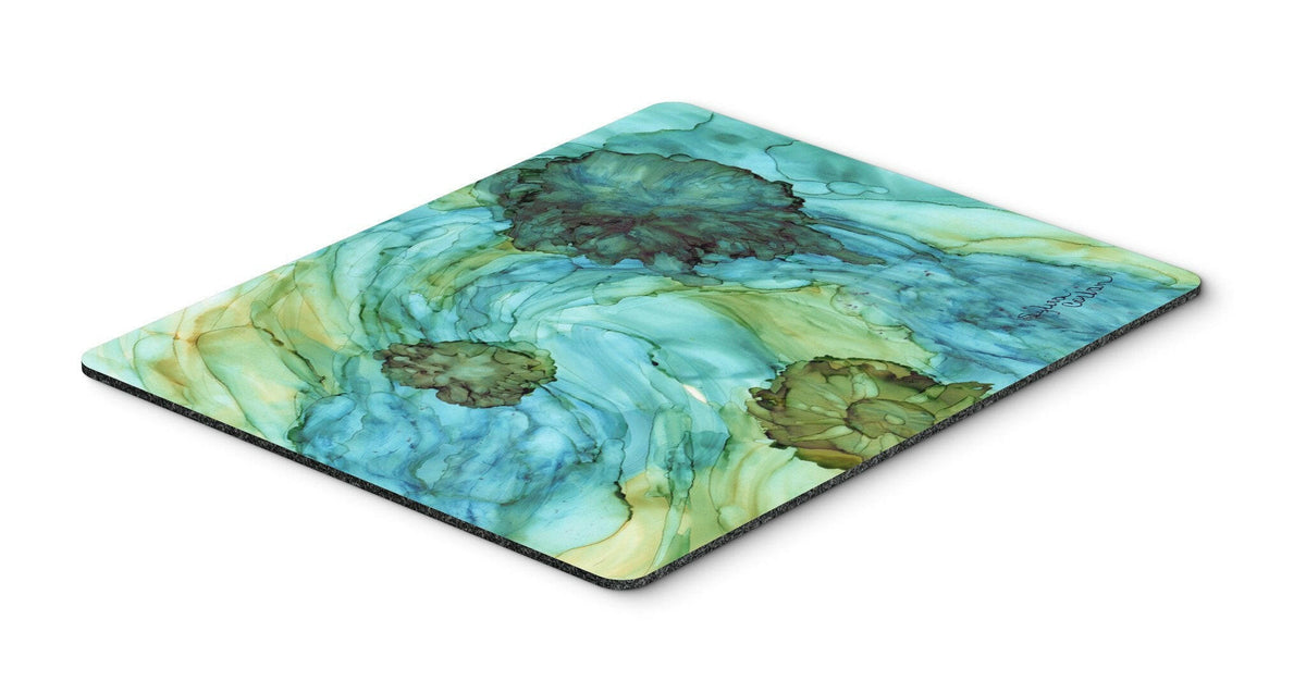 Abstract in Teal Flowers Mouse Pad, Hot Pad or Trivet 8952MP by Caroline&#39;s Treasures
