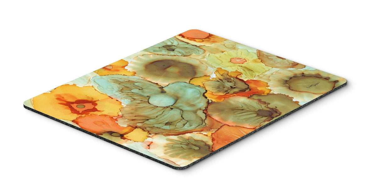Abstract Flowers Teal and orange Mouse Pad, Hot Pad or Trivet 8959MP by Caroline&#39;s Treasures
