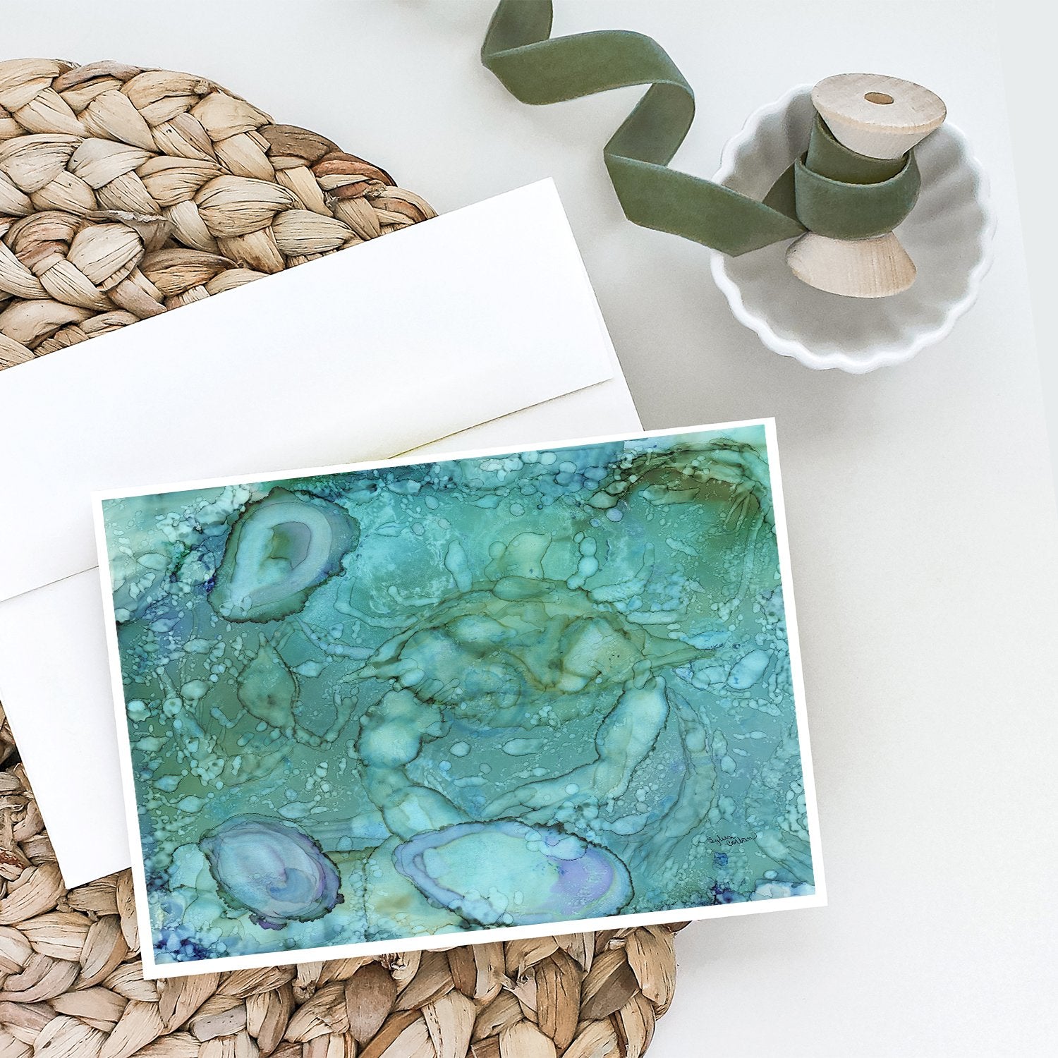 Abstract Crabs and Oysters Greeting Cards and Envelopes Pack of 8 - the-store.com