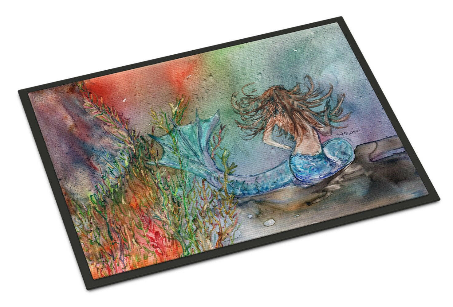 Brunette Mermaid Water Fantasy Indoor or Outdoor Mat 24x36 8972JMAT - the-store.com