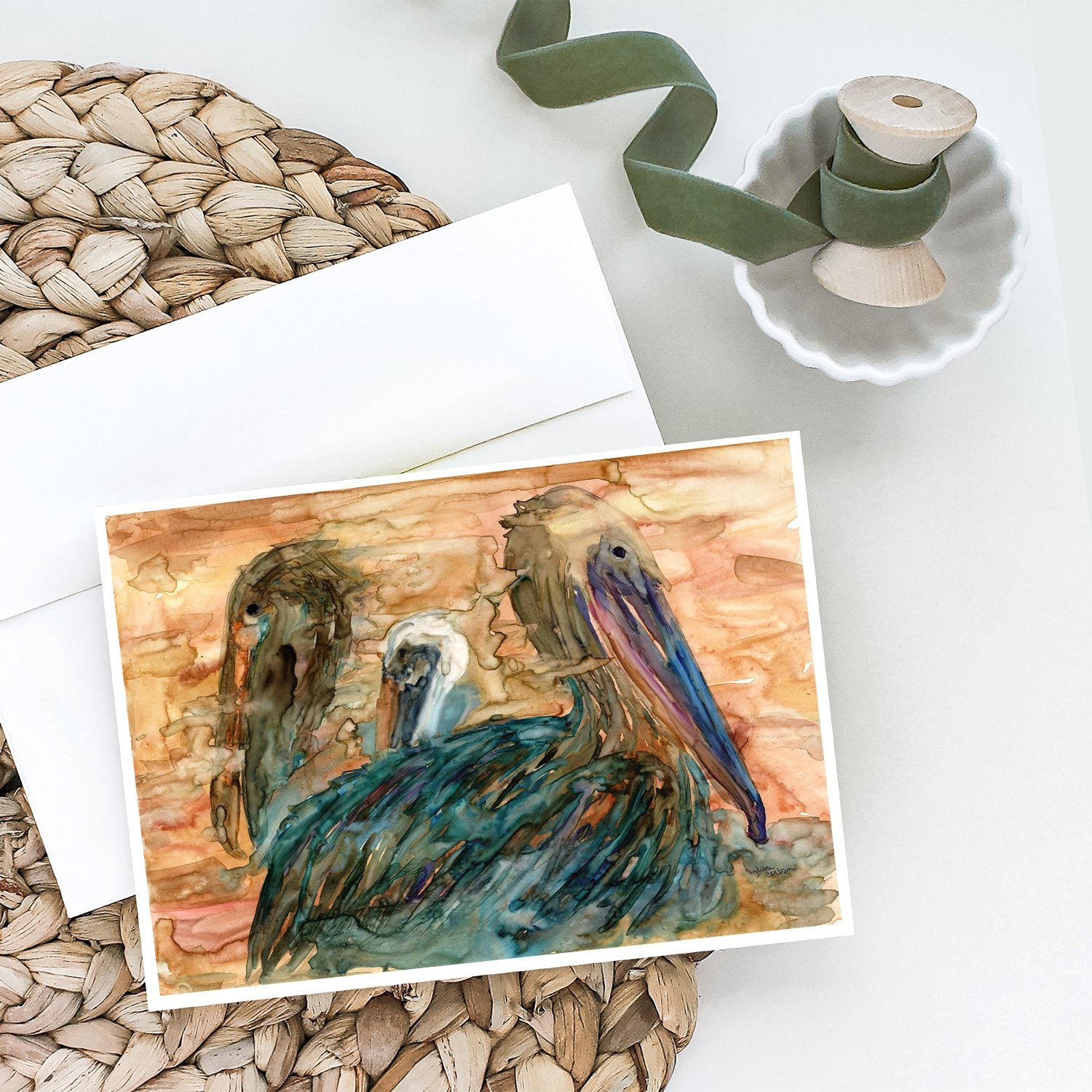 Buy this Abstract Pelicans Greeting Cards and Envelopes Pack of 8