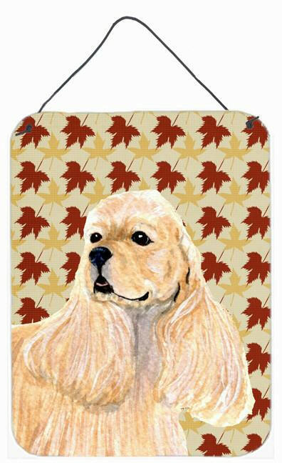 Cocker Spaniel Fall Leaves Portrait Aluminium Metal Wall or Door Hanging Prints by Caroline&#39;s Treasures