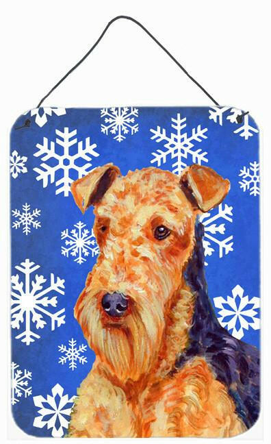 Airedale Winter Snowflakes Holiday Aluminium Metal Wall or Door Hanging Prints by Caroline's Treasures