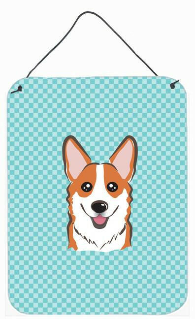 Checkerboard Blue Corgi Wall or Door Hanging Prints BB1192DS1216 by Caroline&#39;s Treasures