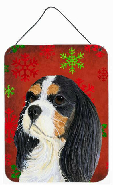 Cavalier Spaniel Red Snowflakes Holiday Christmas Wall or Door Hanging Prints by Caroline's Treasures