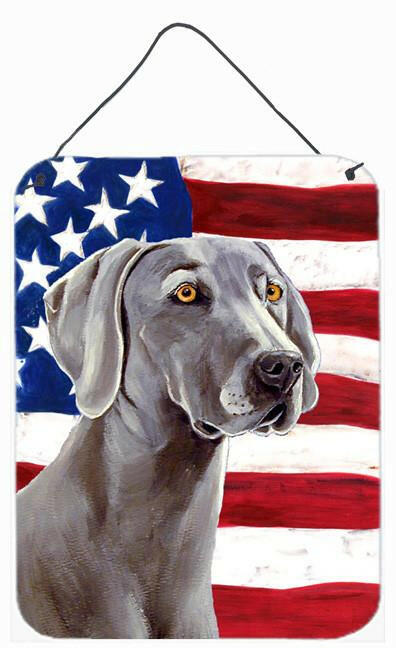 USA American Flag with Weimaraner Aluminium Metal Wall or Door Hanging Prints by Caroline&#39;s Treasures