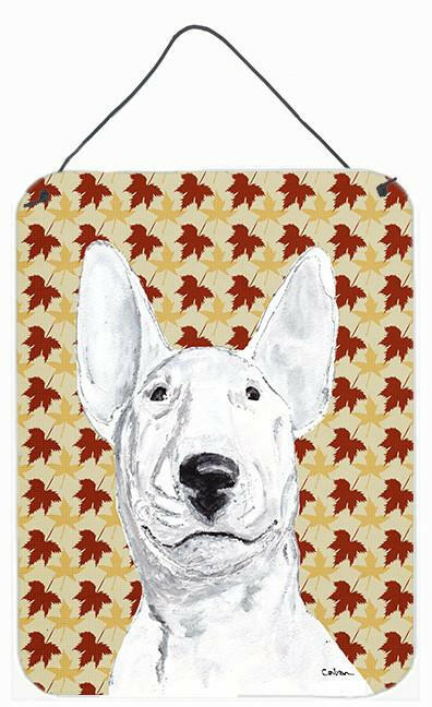 Bull Terrier Fall Leaves Aluminium Metal Wall or Door Hanging Prints by Caroline's Treasures