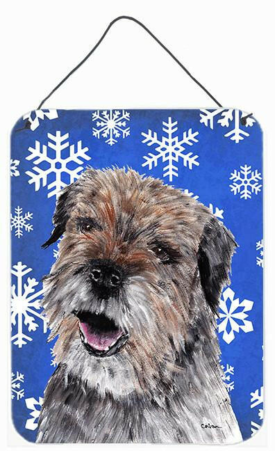 Border Terrier Blue Snowflake Winter Wall or Door Hanging Prints by Caroline's Treasures