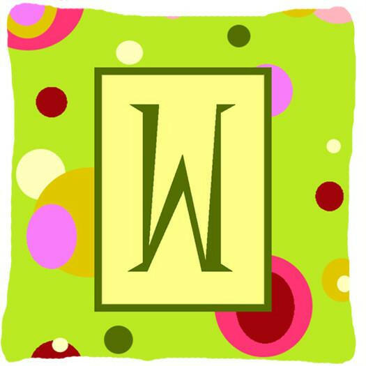 Letter W Initial Monogram - Green Decorative   Canvas Fabric Pillow - the-store.com