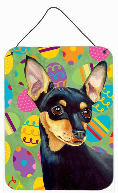 Min Pin Easter Eggtravaganza Aluminium Metal Wall or Door Hanging Prints by Caroline's Treasures