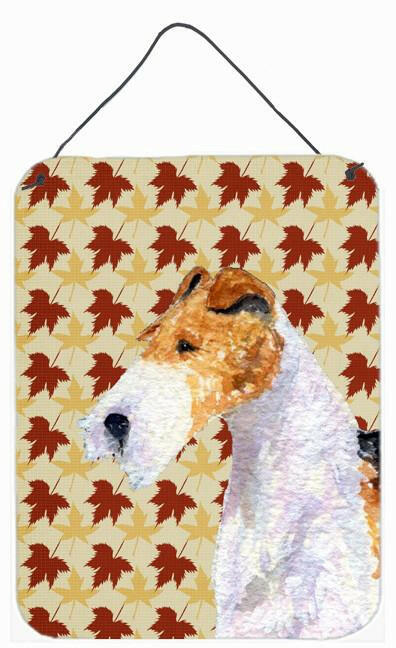 Fox Terrier Fall Leaves Portrait Aluminium Metal Wall or Door Hanging Prints by Caroline's Treasures