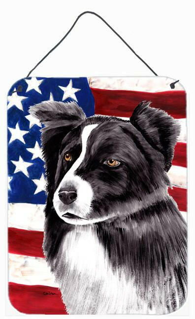 USA American Flag with Border Collie Wall or Door Hanging Prints by Caroline's Treasures