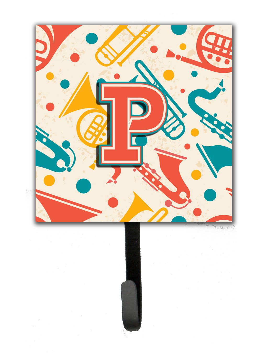 Letter P Retro Teal Orange Musical Instruments Initial Leash or Key Holder CJ2001-PSH4 by Caroline's Treasures