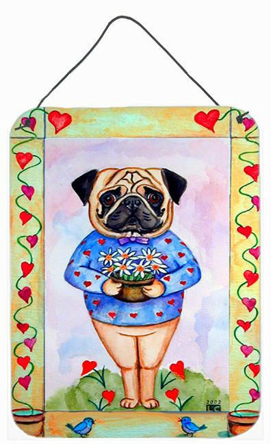 Pug Valentine&#39;s Hearts Aluminium Metal Wall or Door Hanging Prints by Caroline&#39;s Treasures