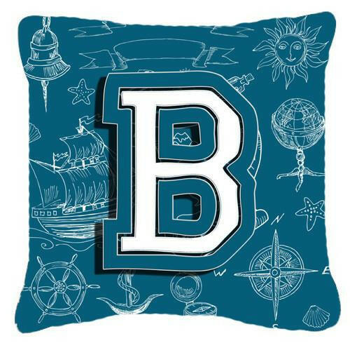 Letter B Sea Doodles Initial Alphabet Canvas Fabric Decorative Pillow CJ2014-BPW1414 by Caroline's Treasures