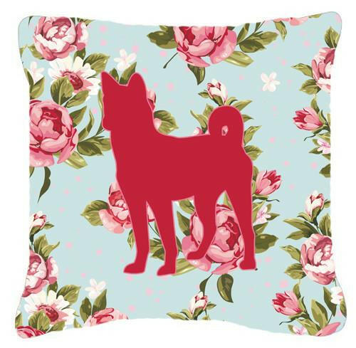 Basenji Shabby Chic Blue Roses   Canvas Fabric Decorative Pillow BB1110 - the-store.com