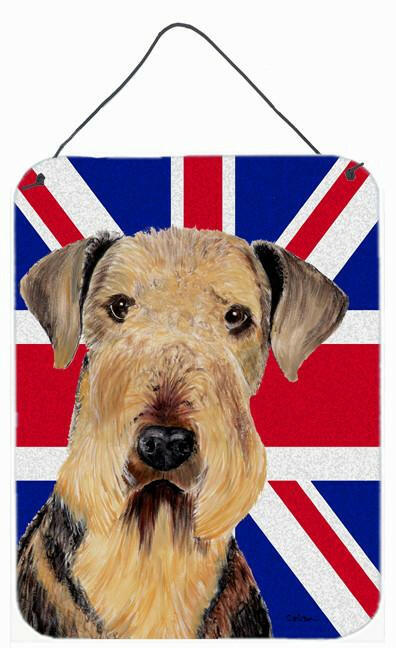 Airedale with English Union Jack British Flag Wall or Door Hanging Prints SC9830DS1216 by Caroline&#39;s Treasures