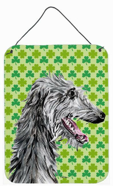 Scottish Deerhound Lucky Shamrock St. Patrick's Day Wall or Door Hanging Prints SC9741DS1216 by Caroline's Treasures