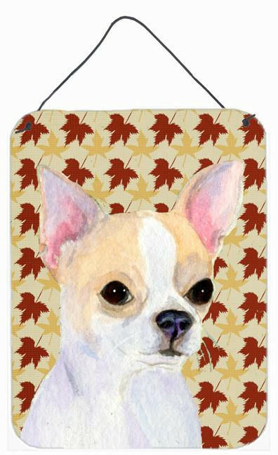 Chihuahua Fall Leaves Portrait Aluminium Metal Wall or Door Hanging Prints by Caroline&#39;s Treasures