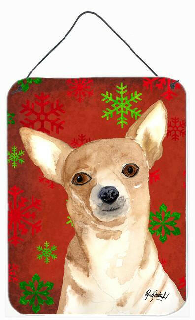 Red Snowflake Chihuahua Christmas Aluminium Metal Wall or Door Hanging Prints by Caroline's Treasures