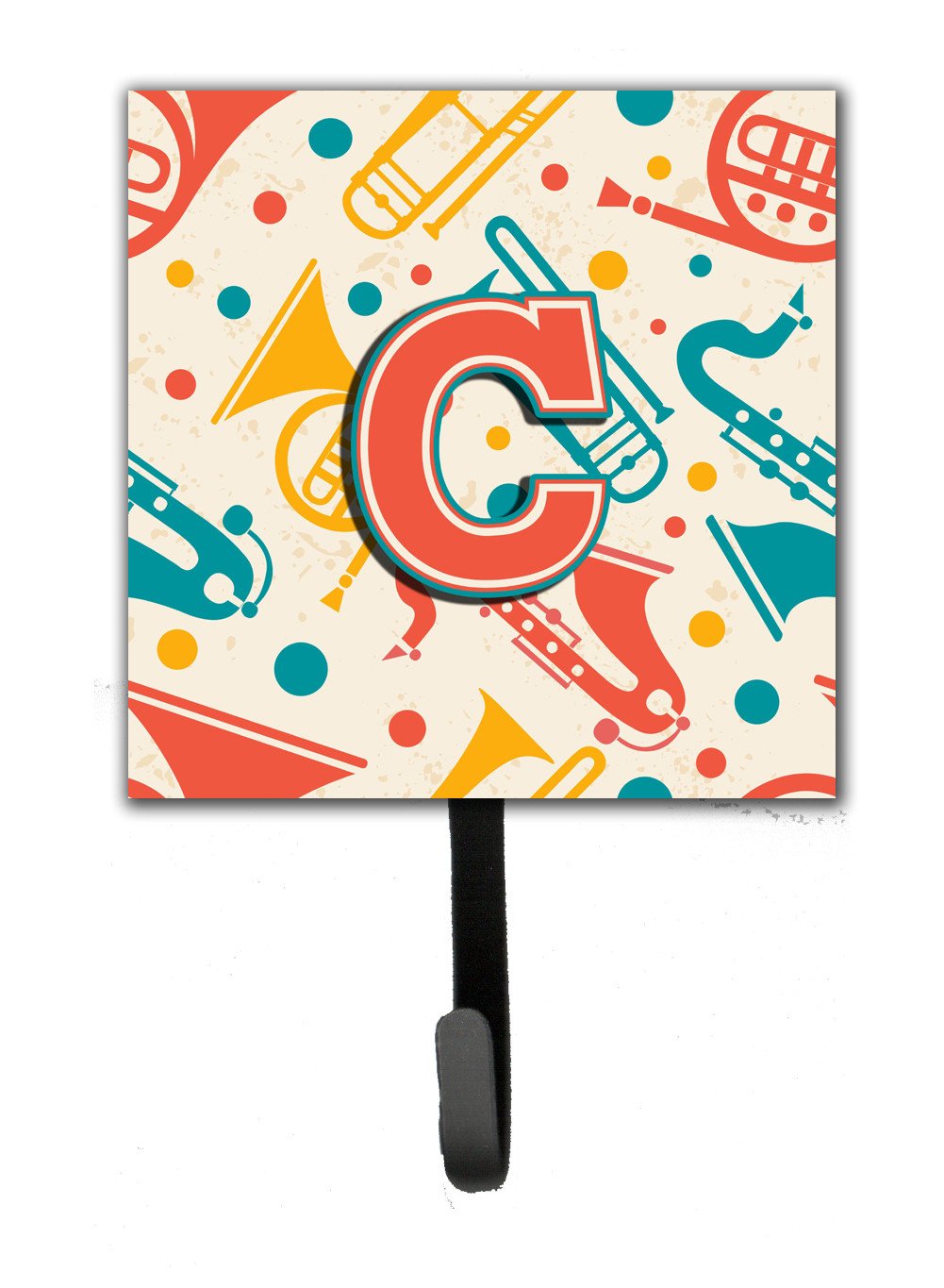 Letter C Retro Teal Orange Musical Instruments Initial Leash or Key Holder CJ2001-CSH4 by Caroline's Treasures