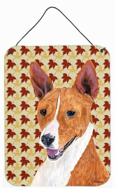 Basenji Fall Leaves Portrait Aluminium Metal Wall or Door Hanging Prints by Caroline's Treasures