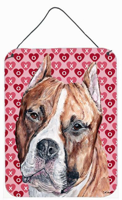 Staffordshire Bull Terrier Staffie Hearts and Love Wall or Door Hanging Prints SC9704DS1216 by Caroline's Treasures
