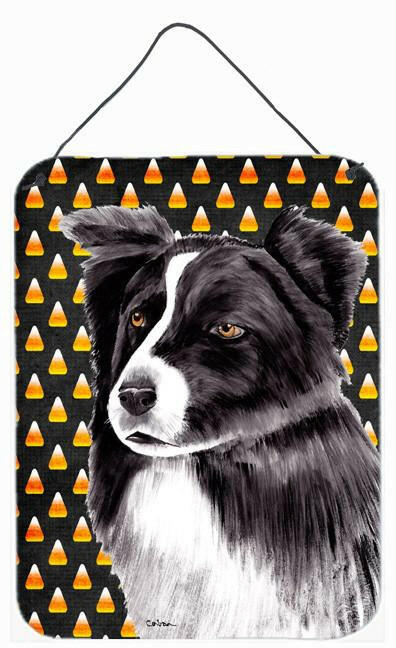 Border Collie Candy Corn Halloween Portrait Wall or Door Hanging Prints by Caroline's Treasures