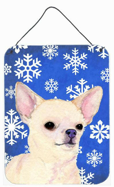 Chihuahua Winter Snowflakes Holiday Aluminium Metal Wall or Door Hanging Prints by Caroline&#39;s Treasures