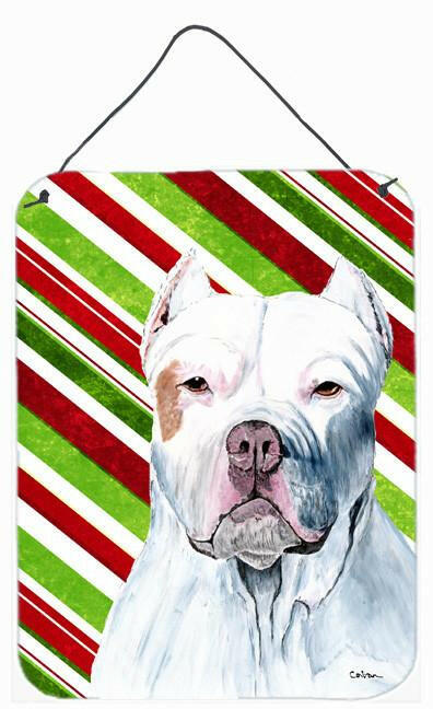 Pit Bull Holiday Christmas Aluminium Metal Wall or Door Hanging Prints by Caroline&#39;s Treasures