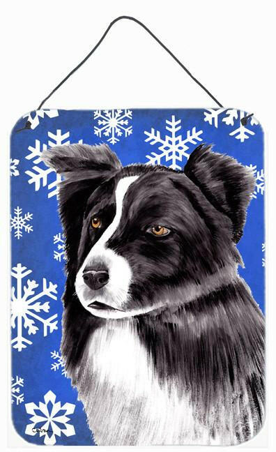 Border Collie Winter Snowflakes Holiday Metal Wall or Door Hanging Prints by Caroline's Treasures