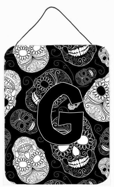 Letter G Day of the Dead Skulls Black Wall or Door Hanging Prints CJ2008-GDS1216 by Caroline&#39;s Treasures