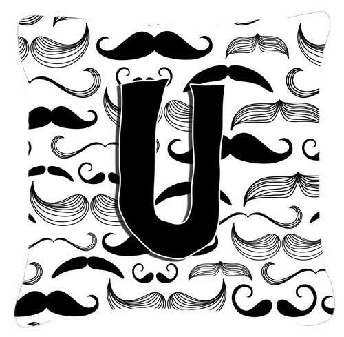 Letter U Moustache Initial Canvas Fabric Decorative Pillow CJ2009-UPW1414 by Caroline's Treasures