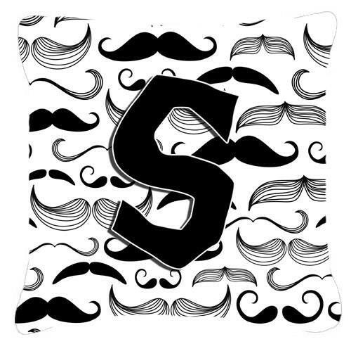 Letter S Moustache Initial Canvas Fabric Decorative Pillow CJ2009-SPW1414 by Caroline&#39;s Treasures