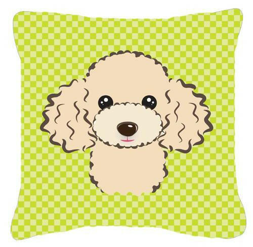 Checkerboard Lime Green Buff Poodle Canvas Fabric Decorative Pillow BB1320PW1414 - the-store.com