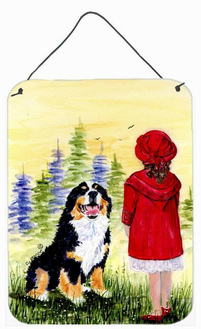 Little Girl with her Bernese Mountain Dog Wall or Door Hanging Prints by Caroline's Treasures