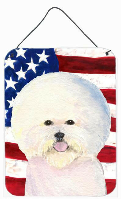 USA American Flag with Bichon Frise Aluminium Metal Wall or Door Hanging Prints by Caroline's Treasures