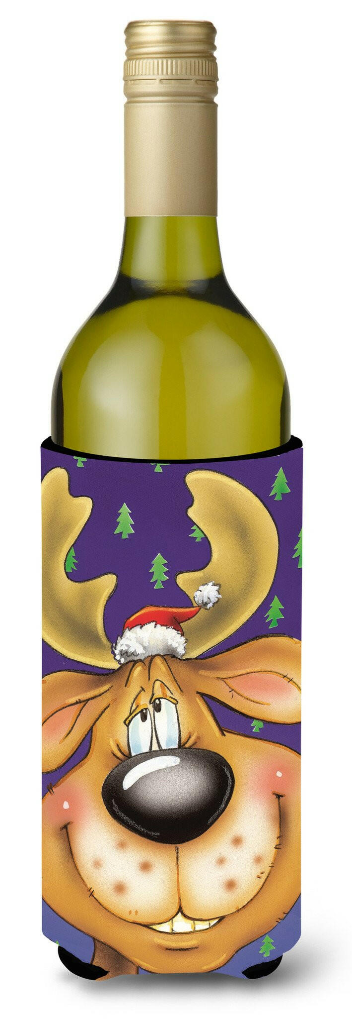 Comic Reindeer Wine Bottle Beverage Insulator Hugger AAH7198LITERK by Caroline&#39;s Treasures