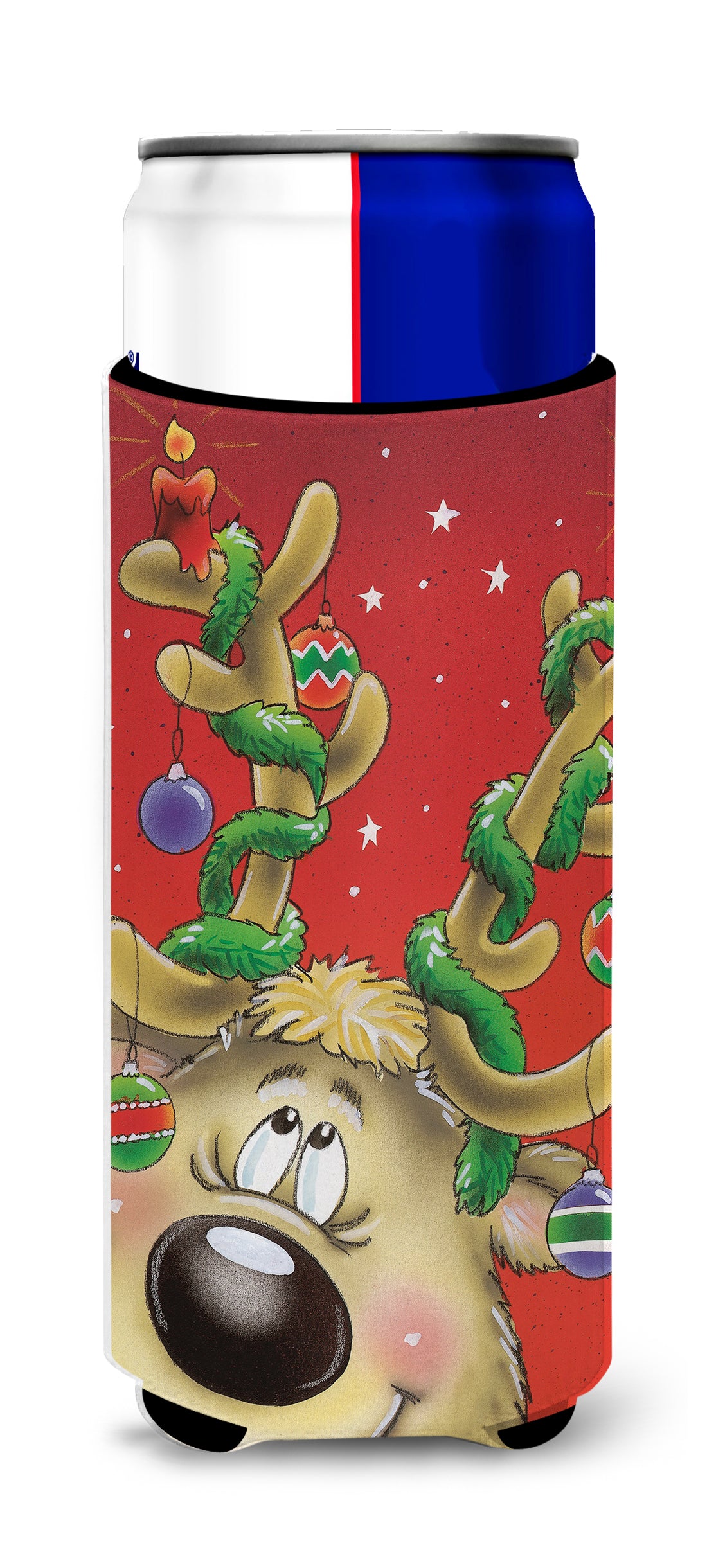 Comic Reindeer with Decorated Antlers Ultra Beverage Insulators for slim cans AAH7206MUK  the-store.com.