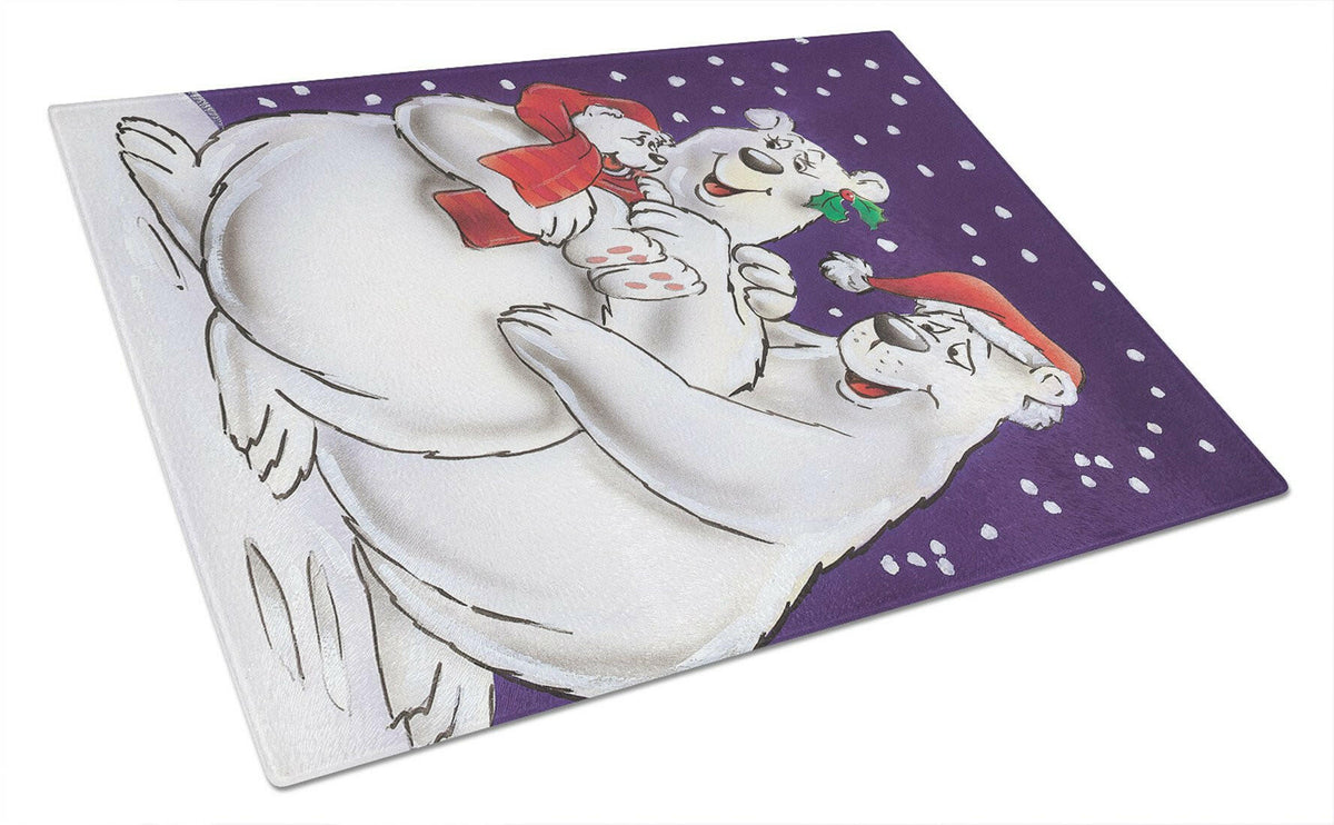 Holiday Polar Bears Glass Cutting Board Large AAH7269LCB by Caroline&#39;s Treasures