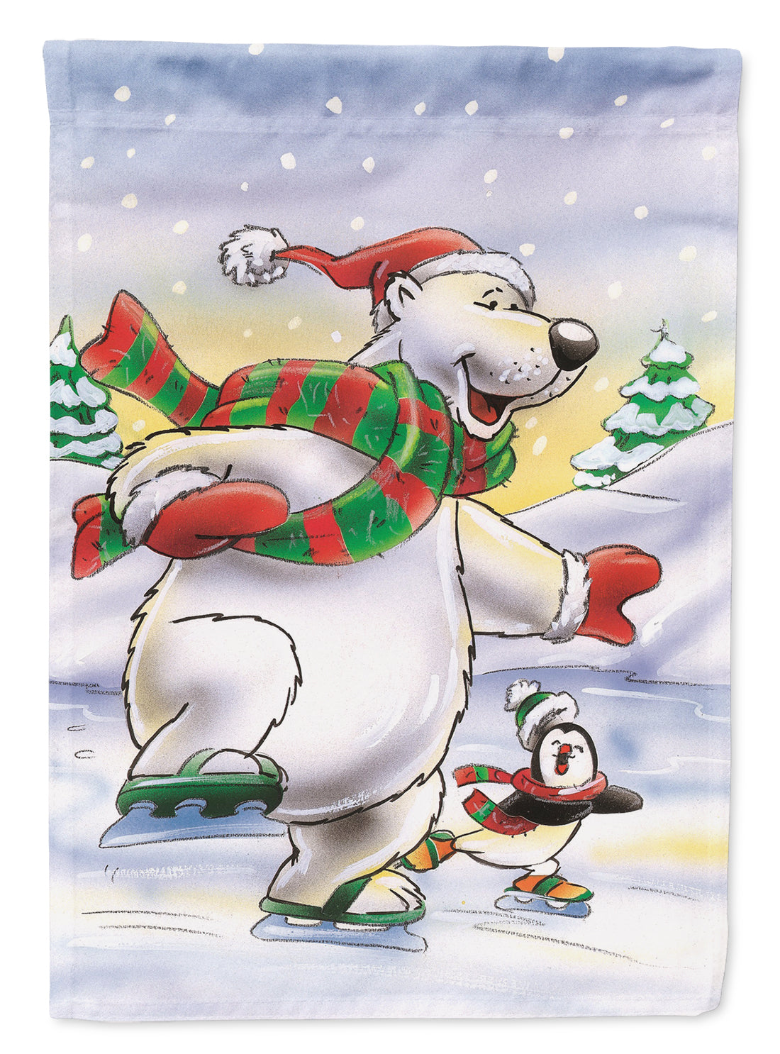 Holiday Polar Bears Ice Skating Flag Garden Size AAH7270GF.