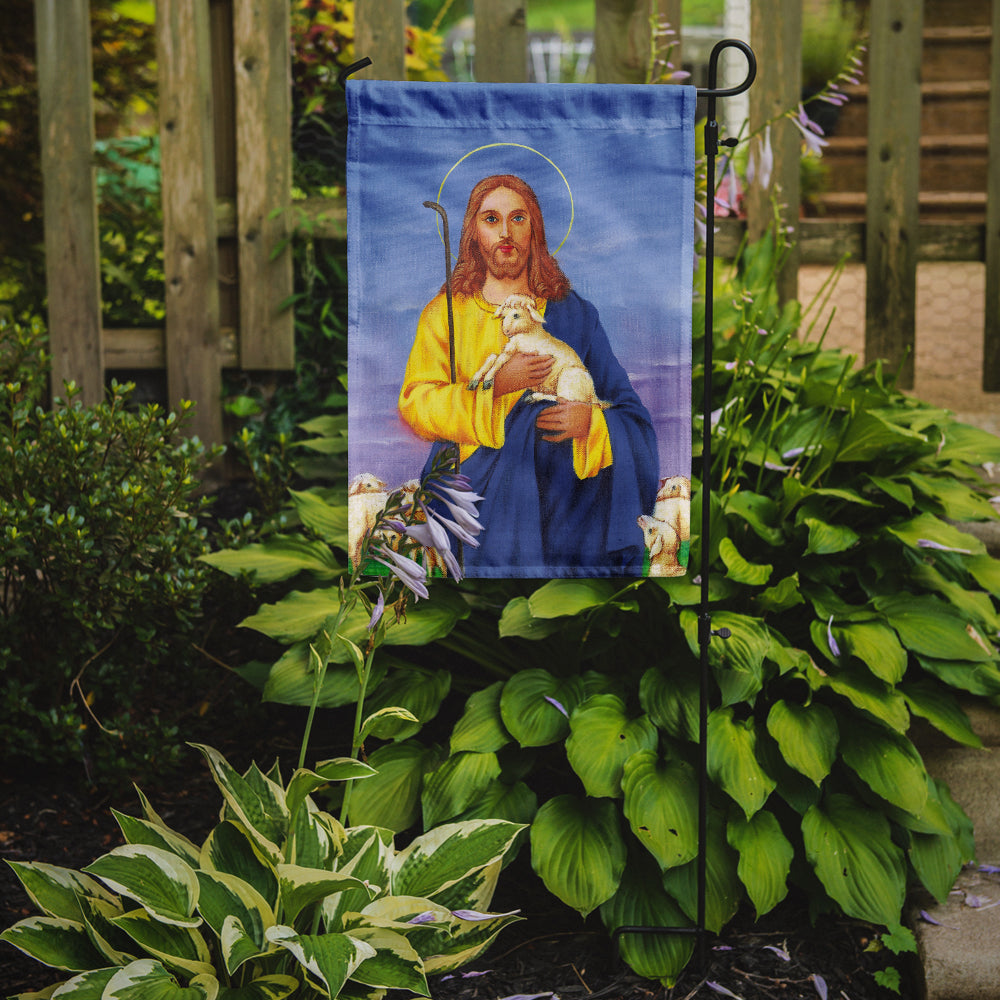 Jesus The Good Shepherd holding a lamb Flag Garden Size AAH8215GF.