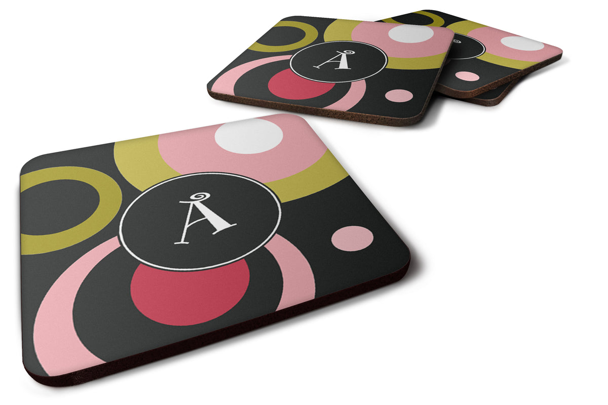 Set of 4 Monogram - Retro in Black Foam Coasters - the-store.com