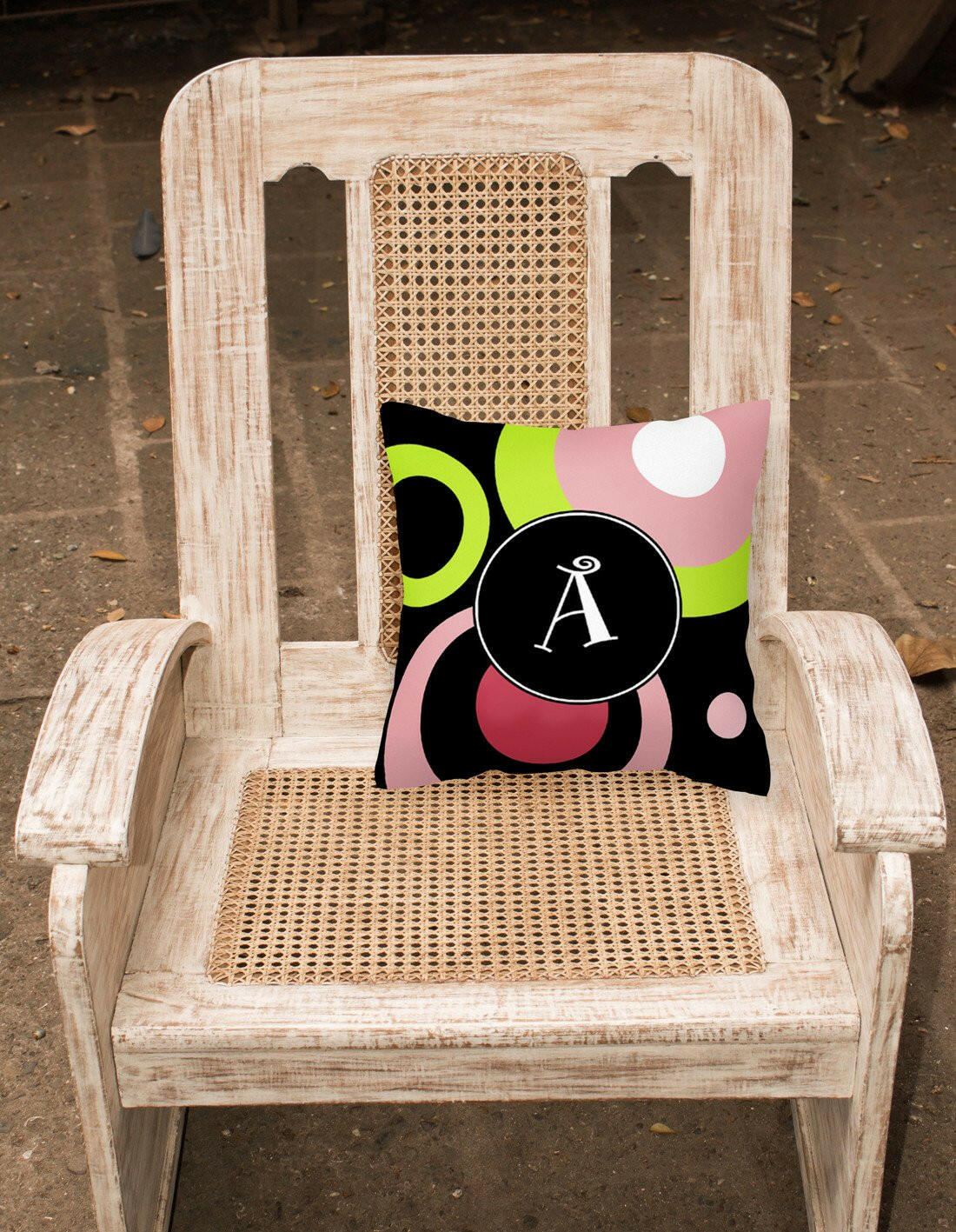 Letter A Monogram - Retro in Black Fabric Decorative Pillow AM1002-APW1414 - the-store.com